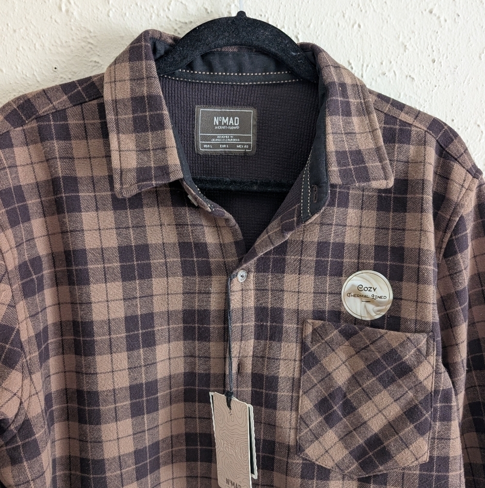NWT NoMad Brown Plaid Casual Button-Down Shirt - Picture 2 of 7